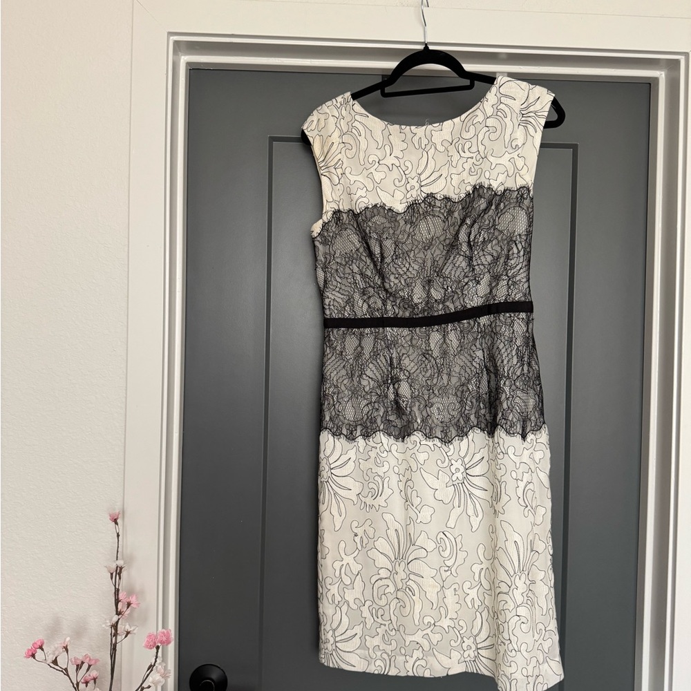 The Limited Black and Cream Lace Midi Dress